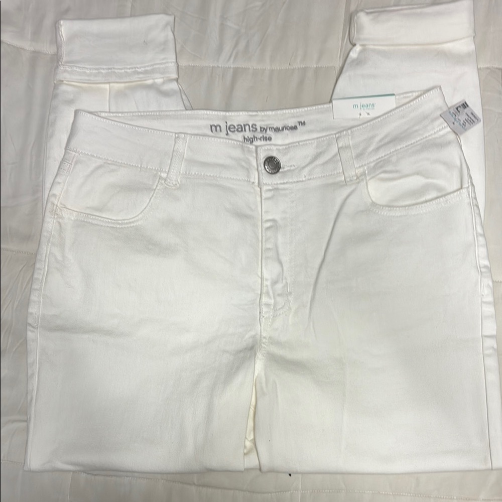 Maurices High Rise White Denim Jeans Slim Fit